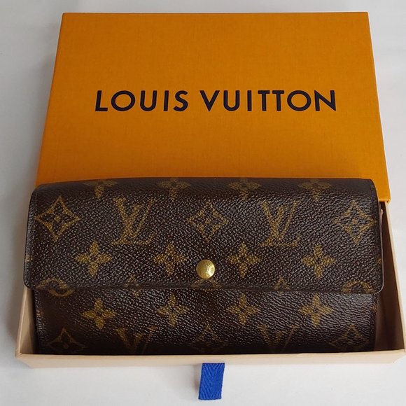 'LOUIS VUITTON' GIFT BOX SET 'PORTEFEUILLE SARAH' LONG LEATHER MONOGRAM WALLET - Picture 15 of 16